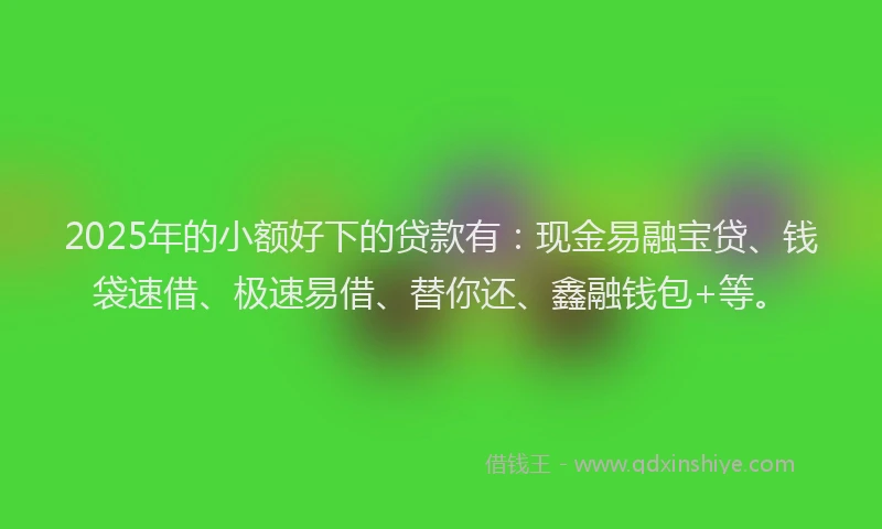 2025年的小额好下的贷款有：现金易融宝贷、钱袋速借、极速易借、替你还、鑫融钱包+等。