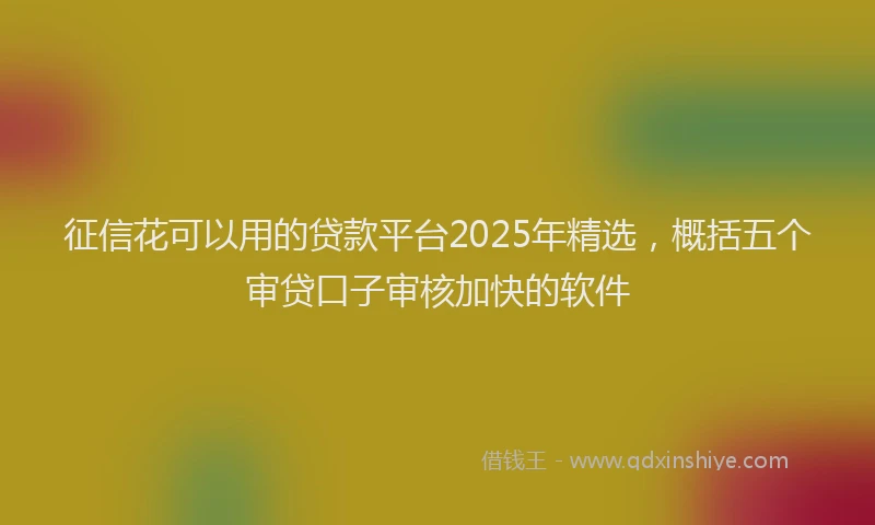 征信花可以用的贷款平台2025年精选，概括五个审贷口子审核加快的软件