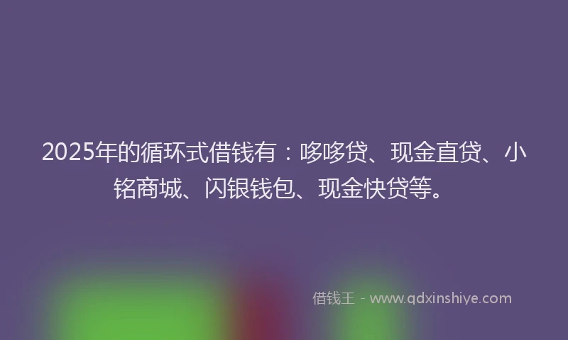 2025年的循环式借钱有：哆哆贷、现金直贷、小铭商城、闪银钱包、现金快贷等。