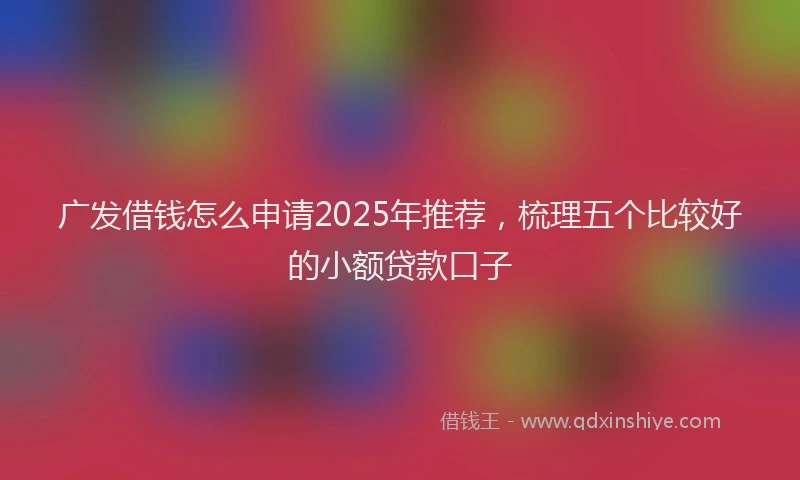 广发借钱怎么申请2025年推荐，梳理五个比较好的小额贷款口子
