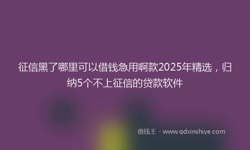 征信黑了哪里可以借钱急用啊款2025年精选，归纳5个不上征信的贷款软件