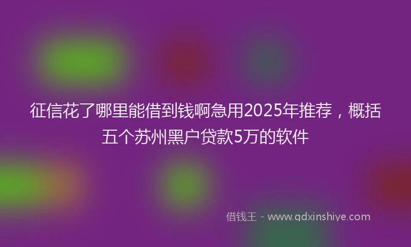 征信花了哪里能借到钱啊急用2025年推荐，概括五个苏州黑户贷款5万的软件