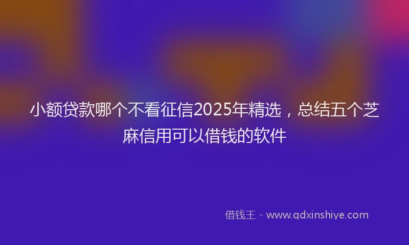 小额贷款哪个不看征信2025年精选，总结五个芝麻信用可以借钱的软件