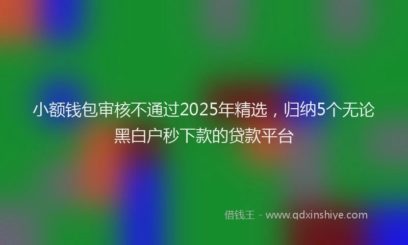 小额钱包审核不通过2025年精选，归纳5个无论黑白户秒下款的贷款平台
