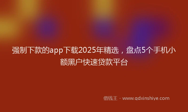 强制下款的app下载2025年精选，盘点5个手机小额黑户快速贷款平台