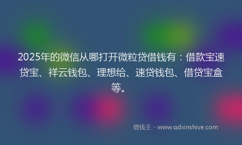 2025年的微信从哪打开微粒贷借钱有：借款宝速贷宝、祥云钱包、理想给、速贷钱包、借贷宝盒等。