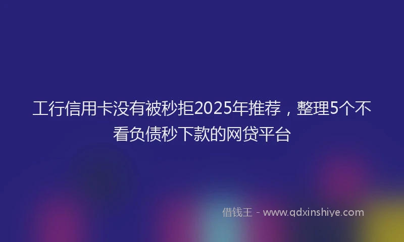 工行信用卡没有被秒拒2025年推荐，整理5个不看负债秒下款的网贷平台