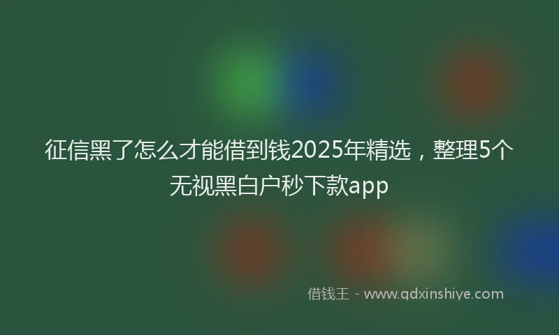 征信黑了怎么才能借到钱2025年精选，整理5个无视黑白户秒下款app