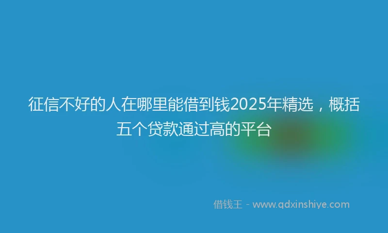 征信不好的人在哪里能借到钱2025年精选，概括五个贷款通过高的平台