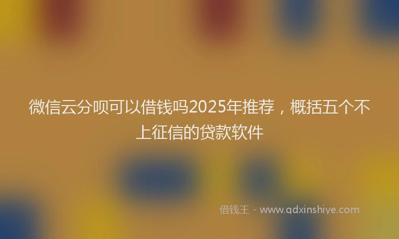 微信云分呗可以借钱吗2025年推荐，概括五个不上征信的贷款软件
