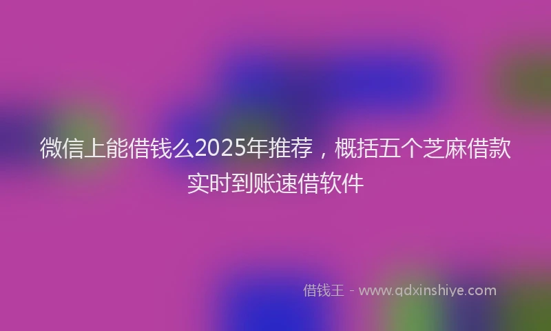 微信上能借钱么2025年推荐，概括五个芝麻借款实时到账速借软件