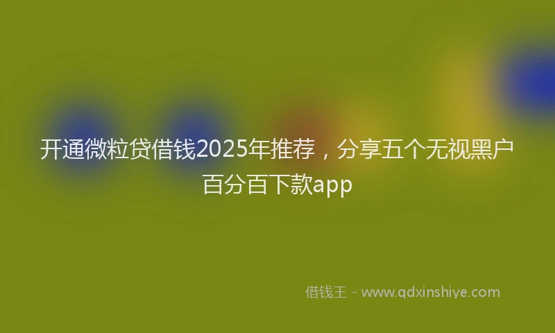 开通微粒贷借钱2025年推荐，分享五个无视黑户百分百下款app