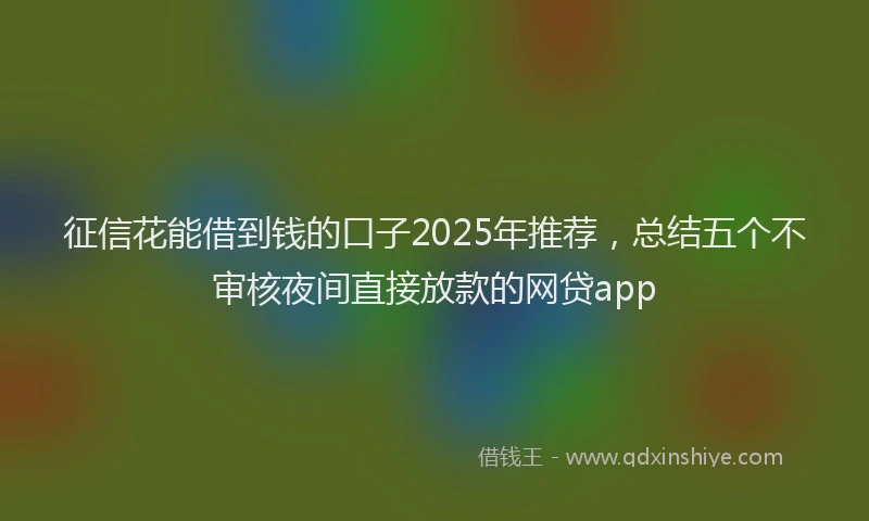 征信花能借到钱的口子2025年推荐，总结五个不审核夜间直接放款的网贷app