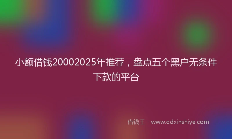 小额借钱20002025年推荐，盘点五个黑户无条件下款的平台