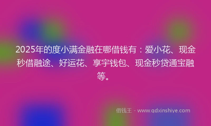 2025年的度小满金融在哪借钱有：爱小花、现金秒借融途、好运花、享宇钱包、现金秒贷通宝融等。