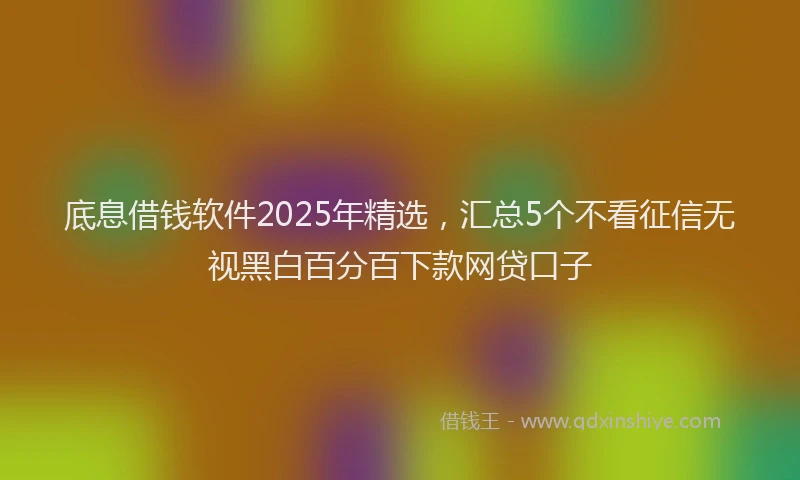底息借钱软件2025年精选，汇总5个不看征信无视黑白百分百下款网贷口子