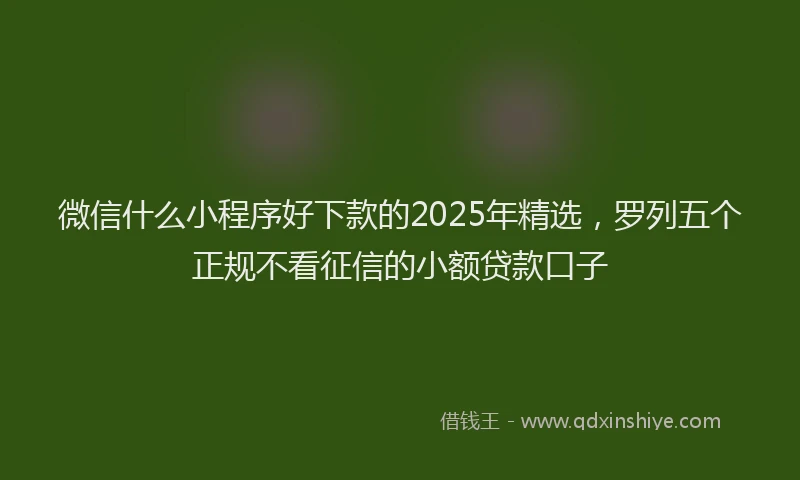 微信什么小程序好下款的2025年精选，罗列五个正规不看征信的小额贷款口子