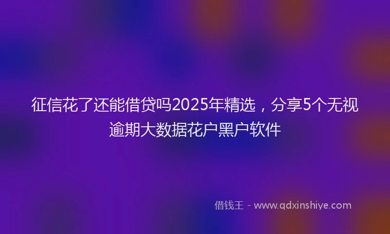 征信花了还能借贷吗2025年精选，分享5个无视逾期大数据花户黑户软件