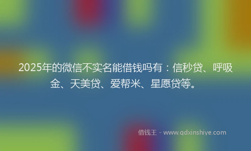 2025年的微信不实名能借钱吗有：信秒贷、呼吸金、天美贷、爱帮米、星愿贷等。