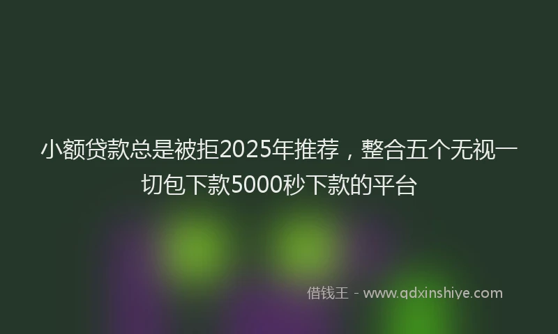 小额贷款总是被拒2025年推荐，整合五个无视一切包下款5000秒下款的平台
