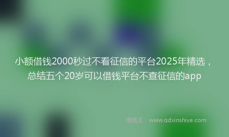 小额借钱2000秒过不看征信的平台2025年精选，总结五个20岁可以借钱平台不查征信的app