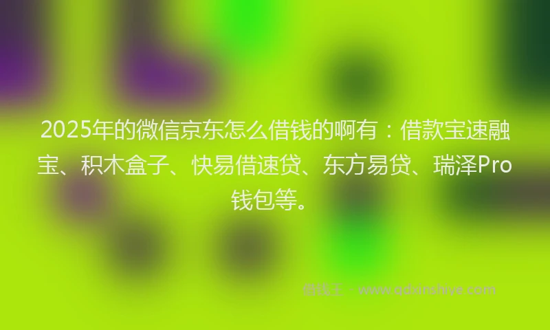 2025年的微信京东怎么借钱的啊有：借款宝速融宝、积木盒子、快易借速贷、东方易贷、瑞泽Pro钱包等。
