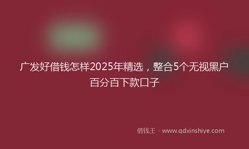 广发好借钱怎样2025年精选，整合5个无视黑户百分百下款口子
