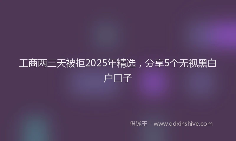 工商两三天被拒2025年精选，分享5个无视黑白户口子