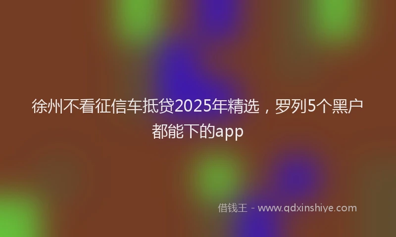 徐州不看征信车抵贷2025年精选，罗列5个黑户都能下的app