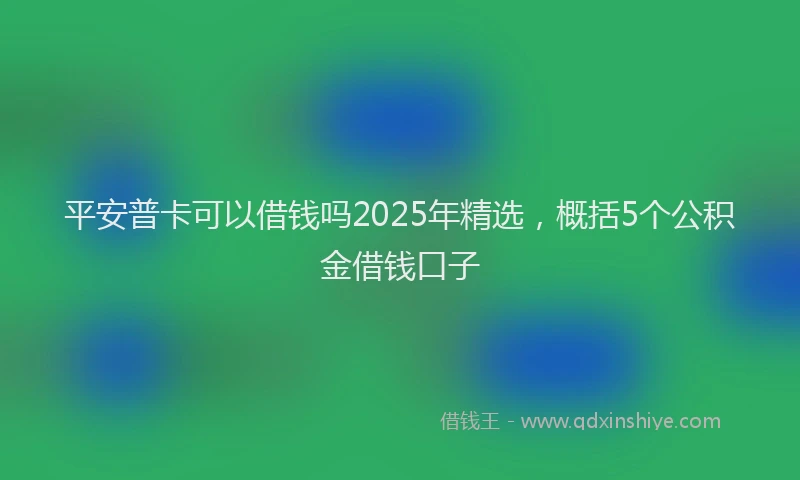 平安普卡可以借钱吗2025年精选，概括5个公积金借钱口子