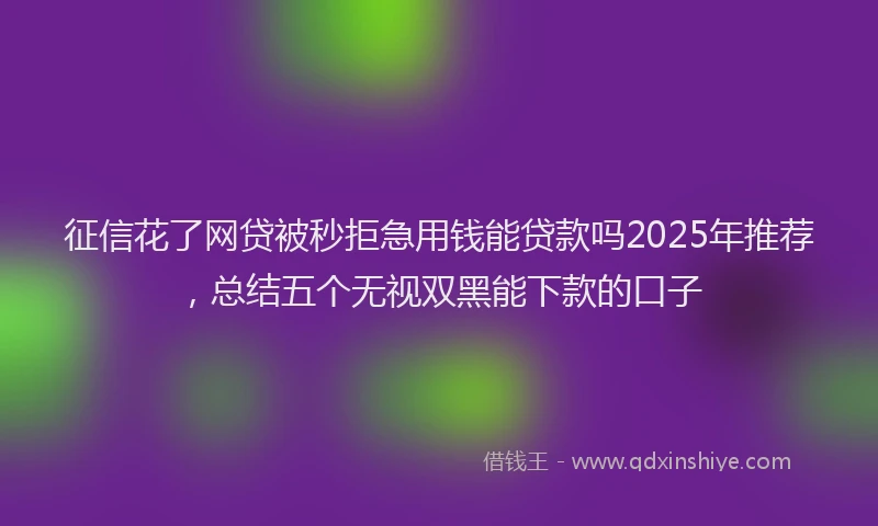 征信花了网贷被秒拒急用钱能贷款吗2025年推荐，总结五个无视双黑能下款的口子