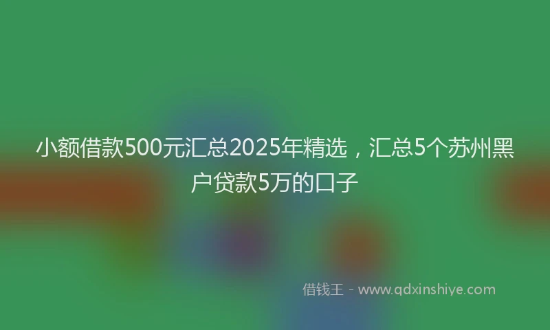 小额借款500元汇总2025年精选，汇总5个苏州黑户贷款5万的口子