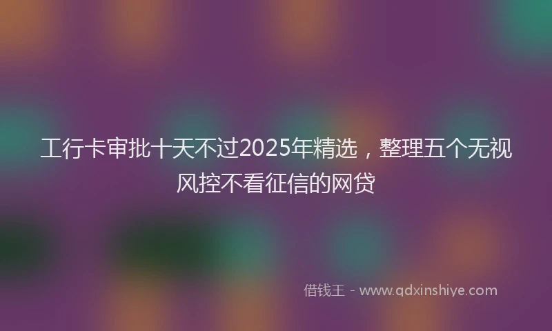 工行卡审批十天不过2025年精选，整理五个无视风控不看征信的网贷
