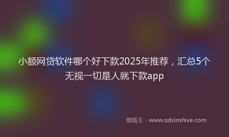 小额网贷软件哪个好下款2025年推荐，汇总5个无视一切是人就下款app