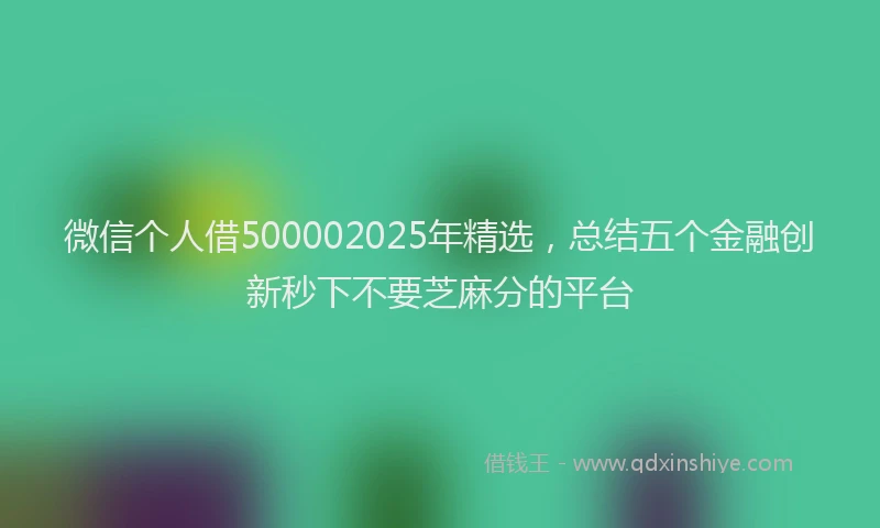 微信个人借500002025年精选，总结五个金融创新秒下不要芝麻分的平台
