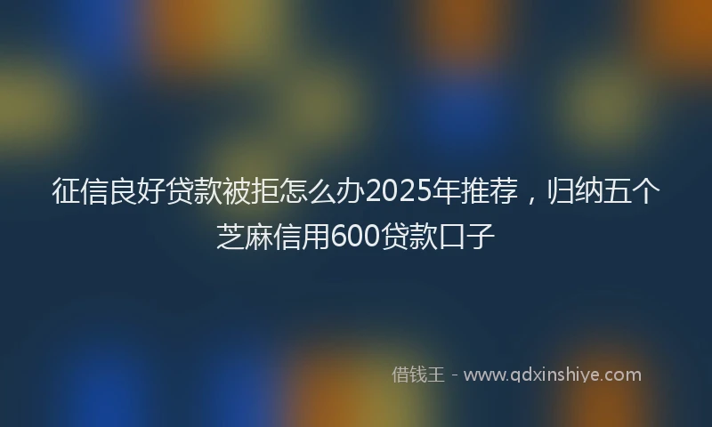征信良好贷款被拒怎么办2025年推荐，归纳五个芝麻信用600贷款口子