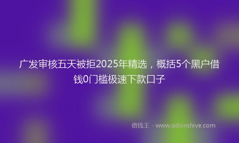广发审核五天被拒2025年精选，概括5个黑户借钱0门槛极速下款口子