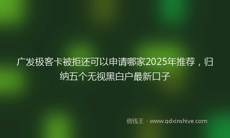 广发极客卡被拒还可以申请哪家2025年推荐，归纳五个无视黑白户最新口子
