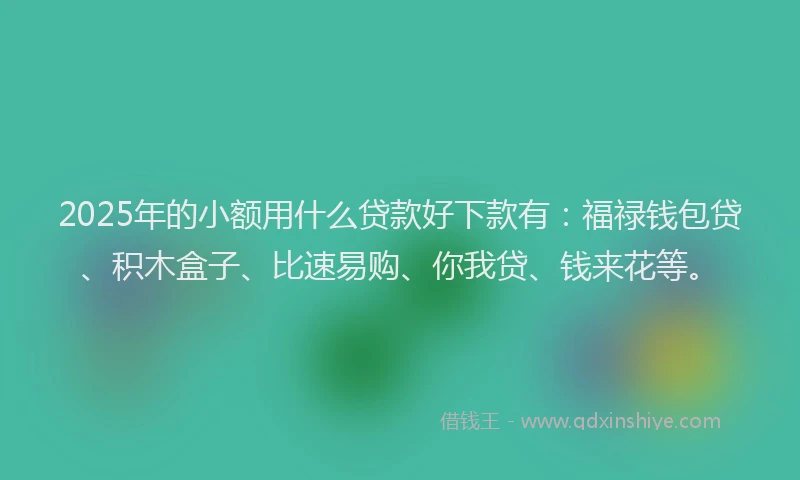 2025年的小额用什么贷款好下款有：福禄钱包贷、积木盒子、比速易购、你我贷、钱来花等。