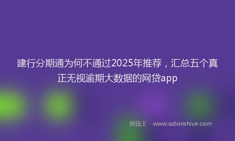 建行分期通为何不通过2025年推荐，汇总五个真正无视逾期大数据的网贷app