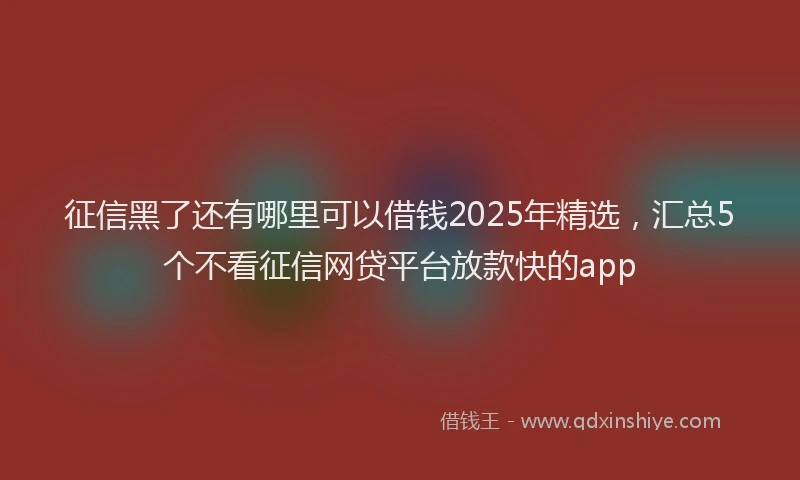 征信黑了还有哪里可以借钱2025年精选，汇总5个不看征信网贷平台放款快的app