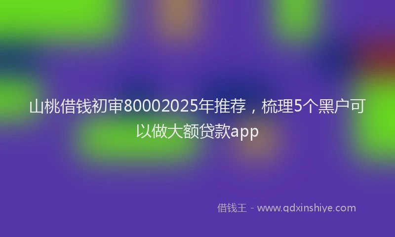山桃借钱初审80002025年推荐，梳理5个黑户可以做大额贷款app