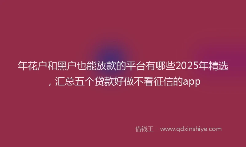 年花户和黑户也能放款的平台有哪些2025年精选，汇总五个贷款好做不看征信的app