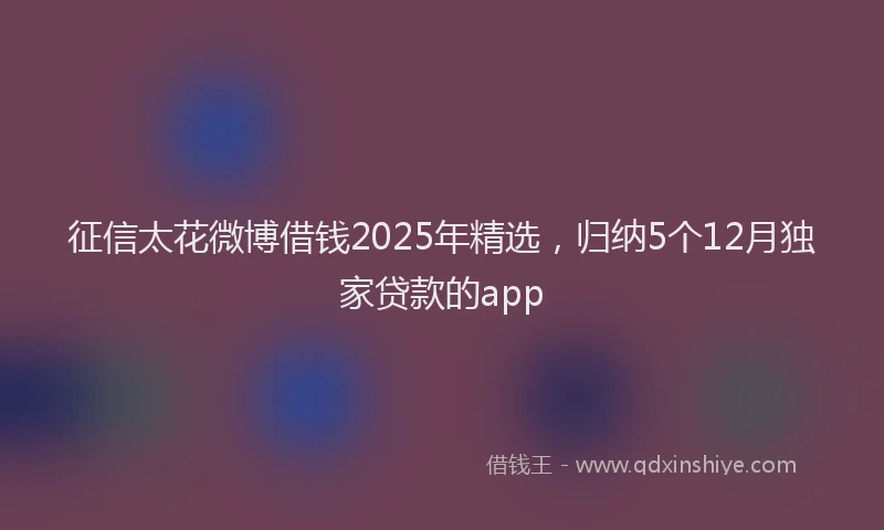 征信太花微博借钱2025年精选，归纳5个12月独家贷款的app