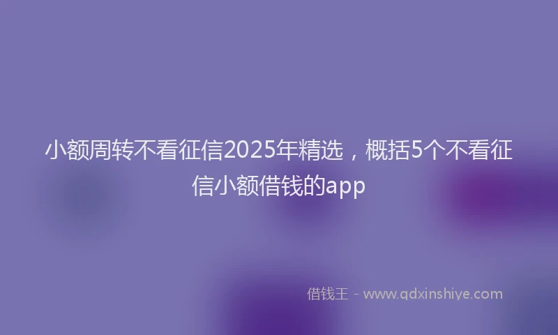 小额周转不看征信2025年精选，概括5个不看征信小额借钱的app