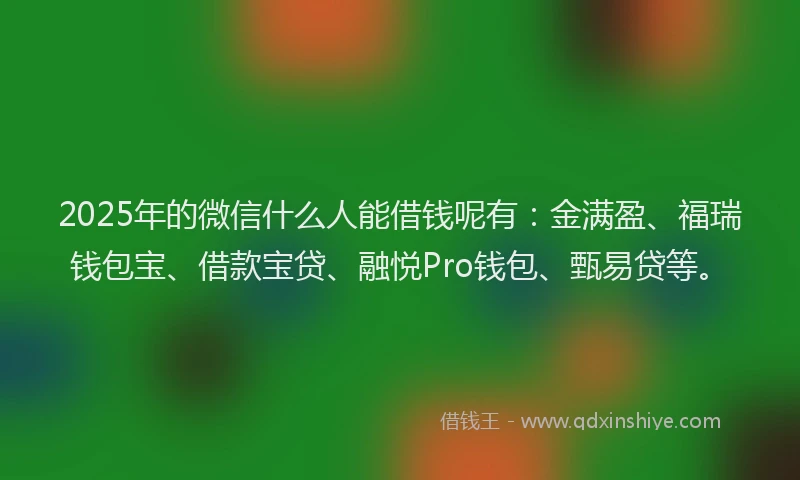 2025年的微信什么人能借钱呢有：金满盈、福瑞钱包宝、借款宝贷、融悦Pro钱包、甄易贷等。