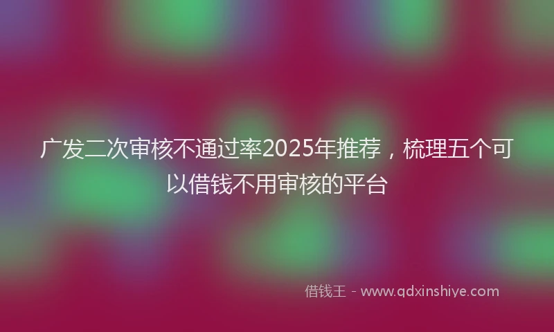 广发二次审核不通过率2025年推荐，梳理五个可以借钱不用审核的平台
