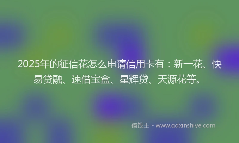 2025年的征信花怎么申请信用卡有：新一花、快易贷融、速借宝盒、星辉贷、天源花等。
