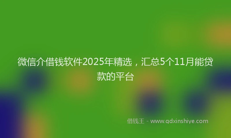 微信介借钱软件2025年精选，汇总5个11月能贷款的平台