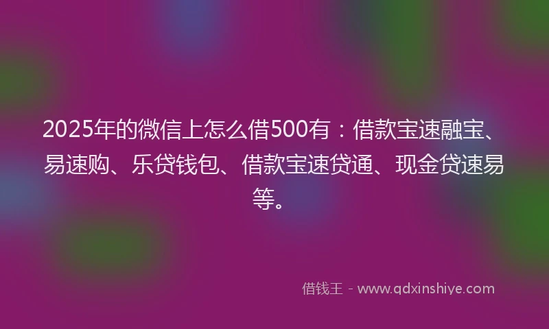 2025年的微信上怎么借500有：借款宝速融宝、易速购、乐贷钱包、借款宝速贷通、现金贷速易等。